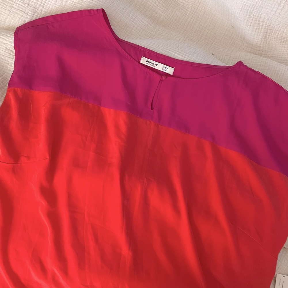 Silk-like color block shift dress